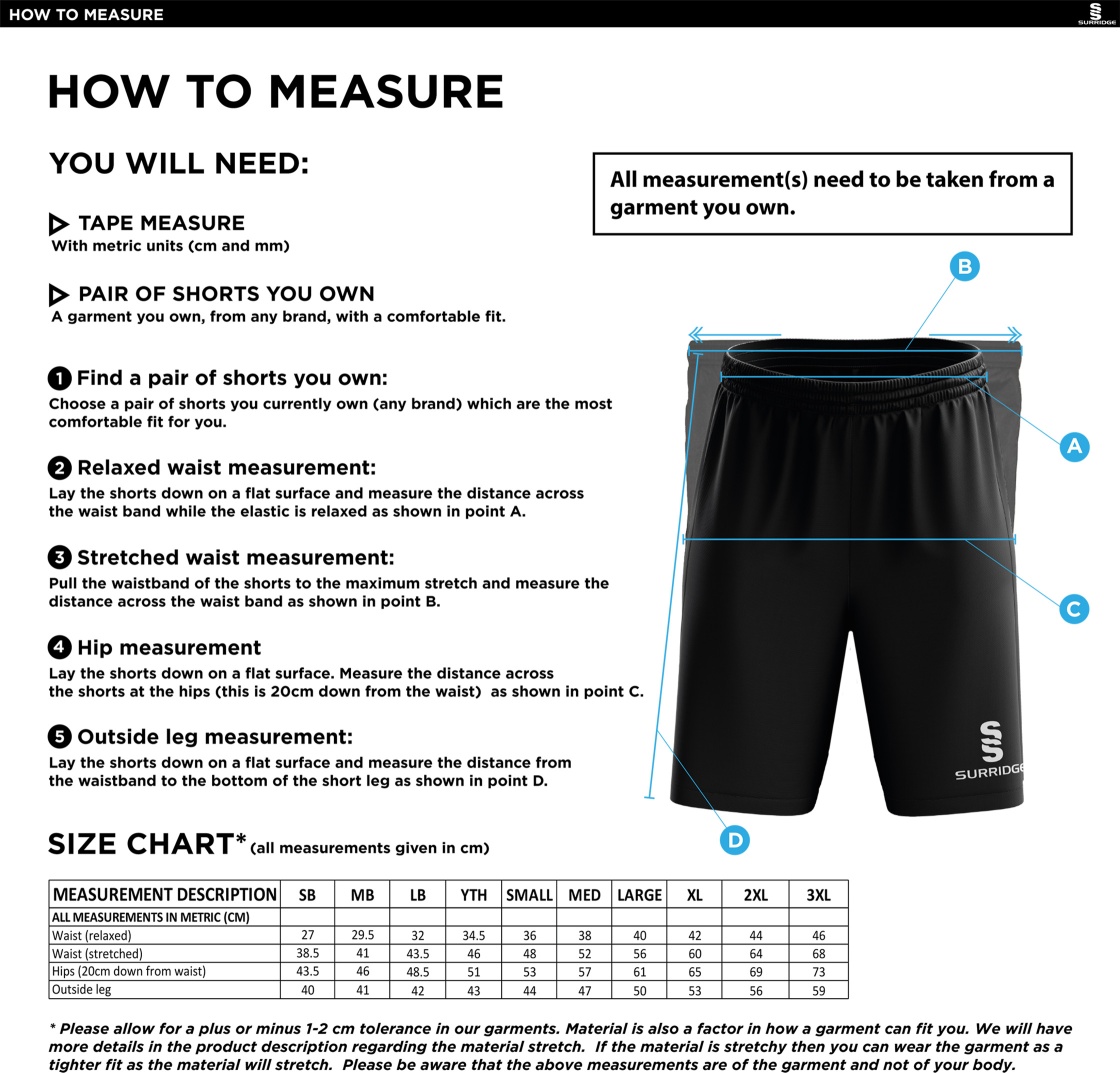 NEWCASTLE MAGPIES Blade Shorts - Size Guide