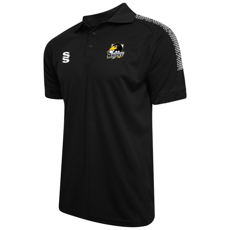 NEWCASTLE MAGPIES Dual Solid Colour Polo: Black